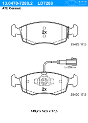 Bremsbelagsatz, Scheibenbremse ATE Ceramic FIAT PUNTO EVO