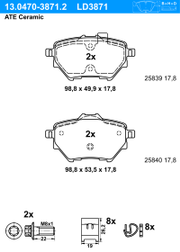 Bremsbelagsatz, Scheibenbremse ATE Ceramic OPEL MOKKA / MOKKA X