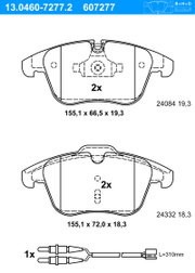 Bremsbelagsatz, Scheibenbremse PEUGEOT 508
