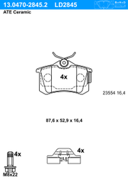 Bremsbelagsatz, Scheibenbremse ATE Ceramic RENAULT WIND