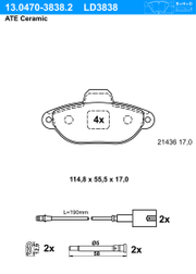 Bremsbelagsatz, Scheibenbremse ATE Ceramic FORD KA+