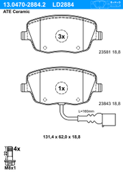 Bremsbelagsatz, Scheibenbremse ATE Ceramic SKODA ROOMSTER