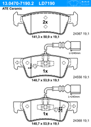 Bremsbelagsatz, Scheibenbremse ATE Ceramic VW TOUAREG
