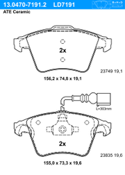 Bremsbelagsatz, Scheibenbremse ATE Ceramic VW TOUAREG