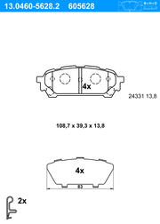 Bremsbelagsatz, Scheibenbremse SUBARU FORESTER