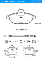 Bremsbelagsatz, Scheibenbremse PEUGEOT 806