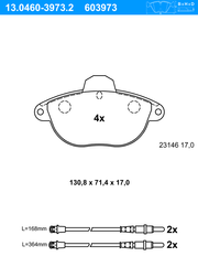 Bremsbelagsatz, Scheibenbremse CITROËN XANTIA