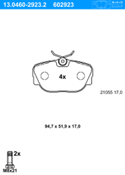 Bremsbelagsatz, Scheibenbremse MERCEDES-BENZ 190