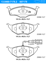 Bremsbelagsatz, Scheibenbremse AUDI A2