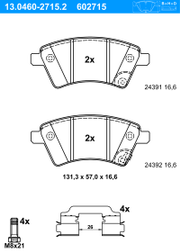 Bremsbelagsatz, Scheibenbremse FIAT SEDICI