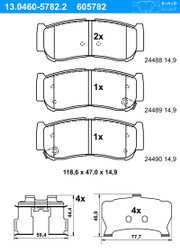 Bremsbelagsatz, Scheibenbremse HYUNDAI SANTA FÉ