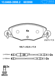 Bremsbelagsatz, Scheibenbremse CITROËN C5