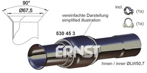 Produktbild für Reparaturrohr, Mittelschalldämpfer