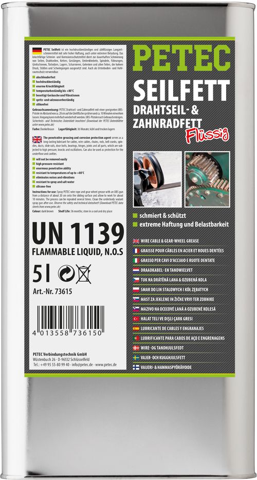Produktbild für SEILFETT DRAHTSEIL- & ZAHNRADFETT KANISTER [5L] 