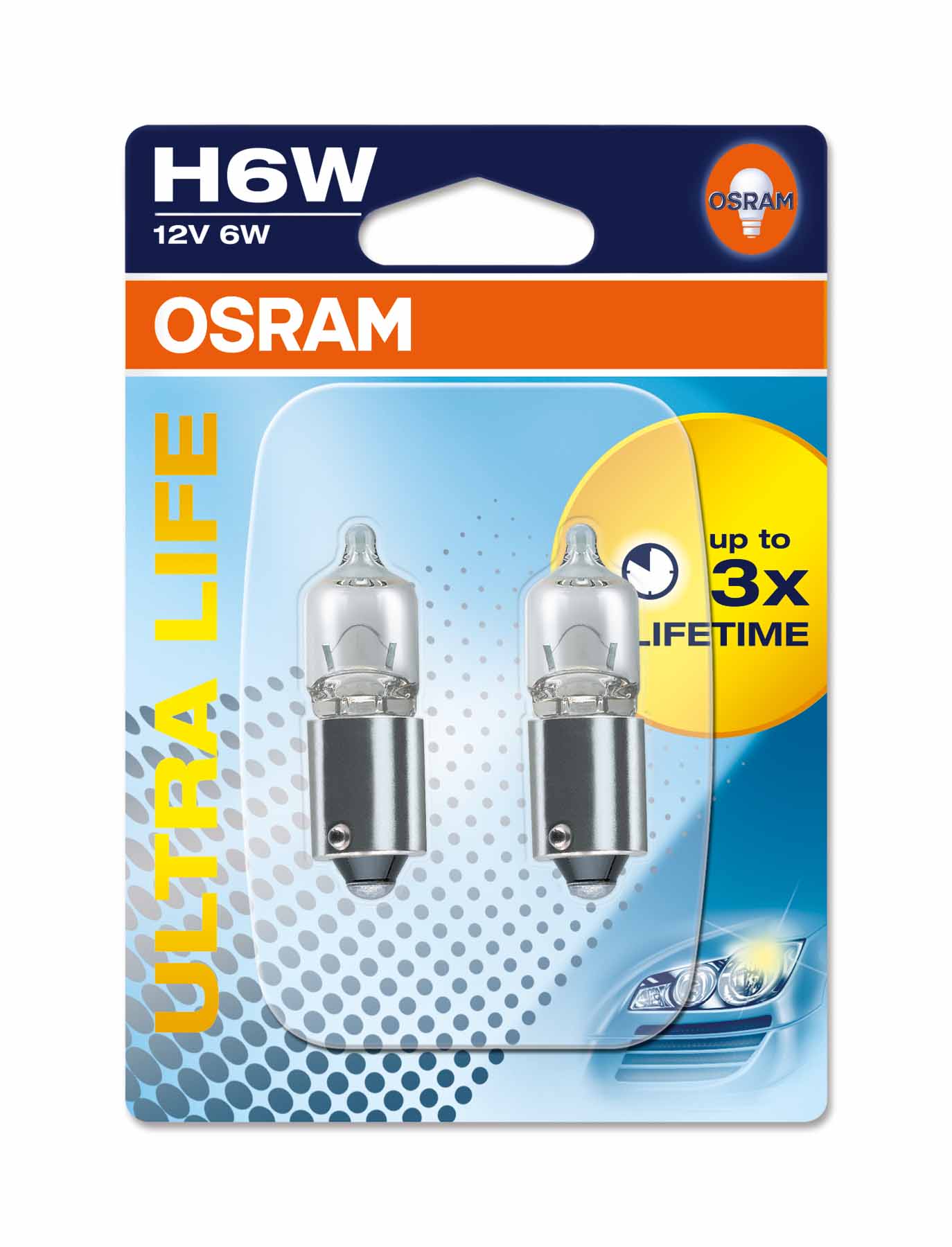 Ampoule H6W Ultra Life 6W [12V] (2 pièces), arrière, 12 V OSRAM
