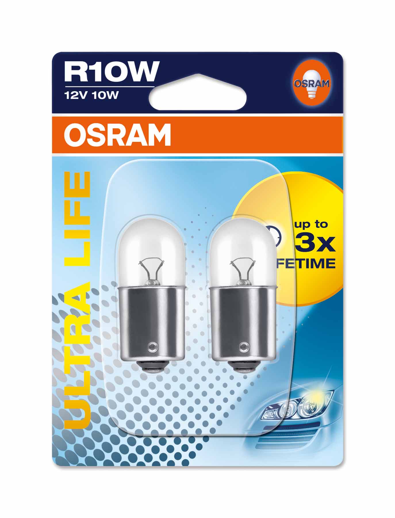 Ampoule R10W Ultra Life 10W [12V] (2 pièces), avant et arrière, 12 V OSRAM
