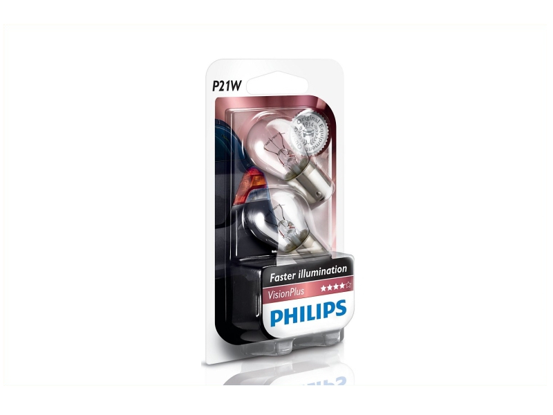Ampoule P21W VisionPlus 21 W [12 V] (2 pcs.), avant et arrière, 12 V PHILIPS