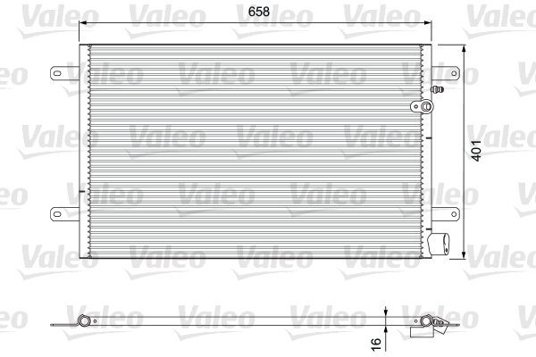 Kondensator, Klimaanlage | Valeo, Ergänzungsartikel/Ergänzende Info 2: ohne Trockner, Material: Aluminium Netzbreite: 658 mm