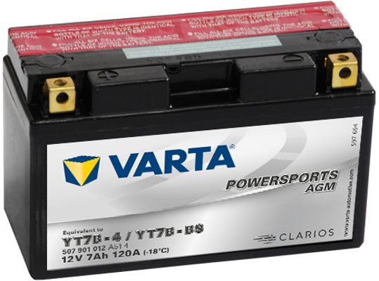 Starterbatterie 'POWERSPORTS AGM' | Varta, Batterie: AGM-Batterie, Breite: 66 mm Endpolart: Y11