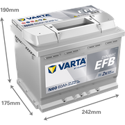 Starterbatterie DYNAMIC EFB 12 V, 60 Ah, 640 A TOYOTA AVENSIS