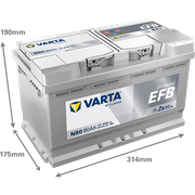 Starterbatterie DYNAMIC EFB 12 V, 80 Ah, 800 A VW SHARAN
