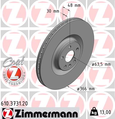Bremsscheibe 'COAT Z' | Zimmermann, Außendurchmesser: 366 mm, Bremsscheibendicke: 30 mm Felge Lochzahl: 5